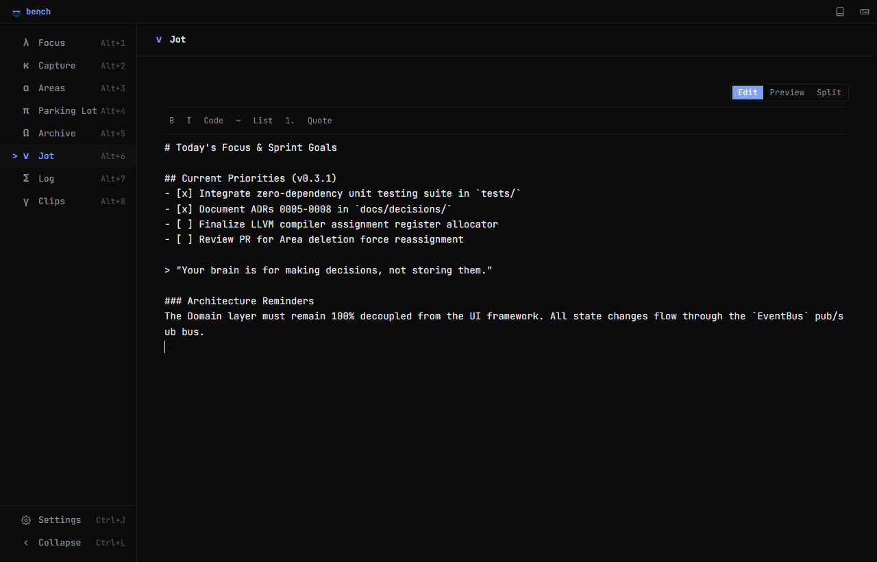 Jot scratchpad for distraction-free quick notes