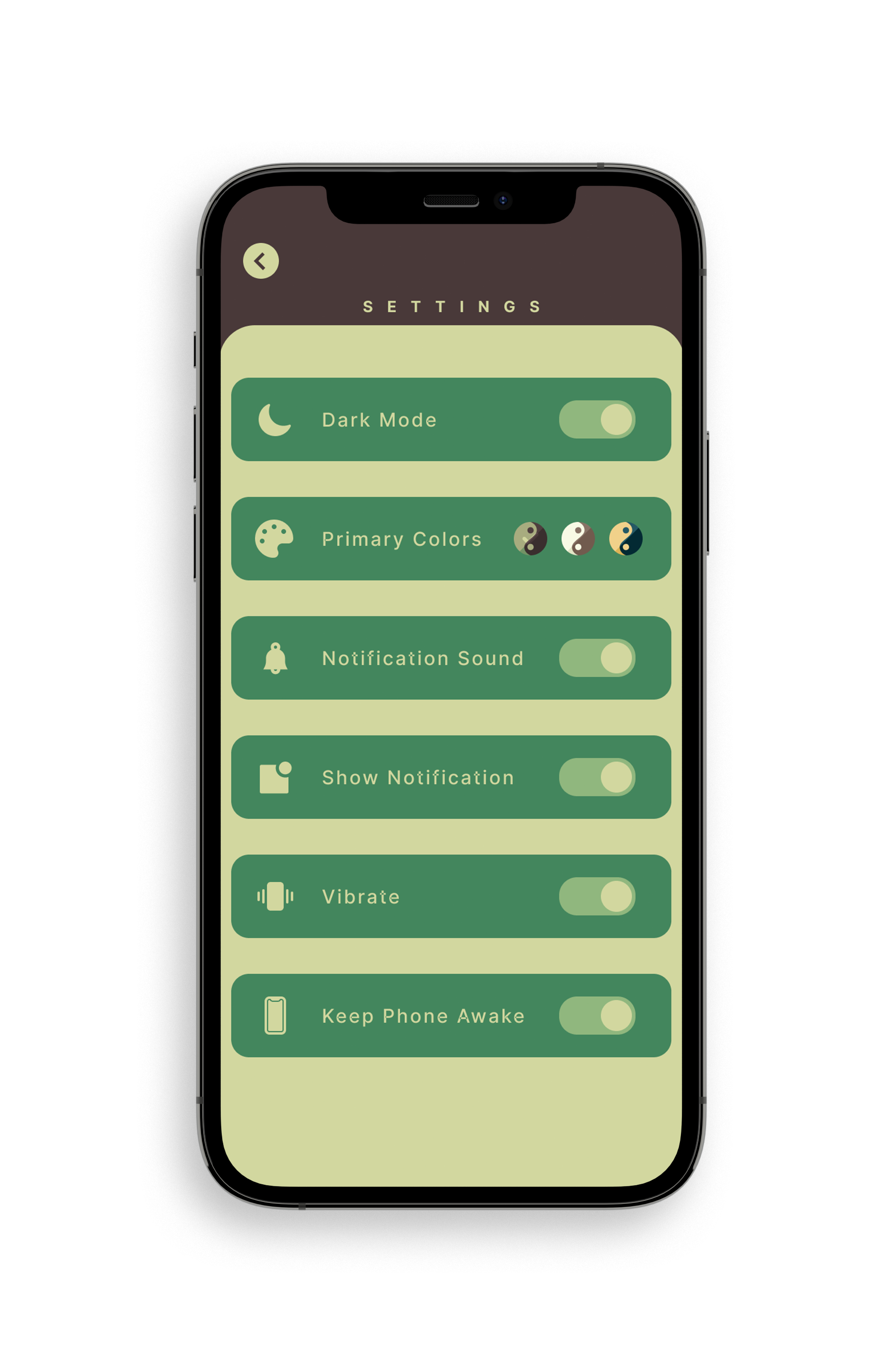 settings mockup